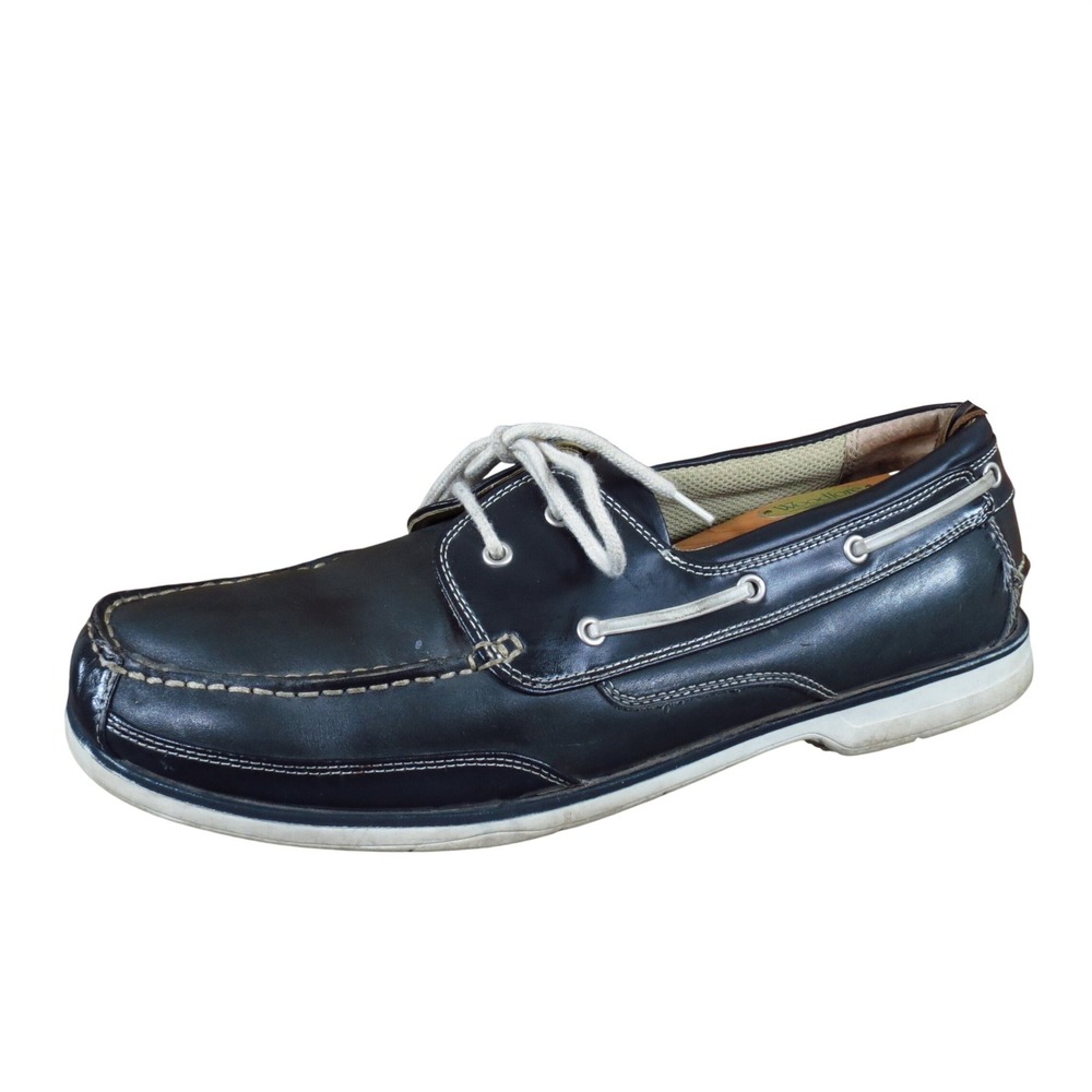 Dexter 61116 Mens Boat Shoe Size 12 Wide Nautical Walking Black Leather Upper